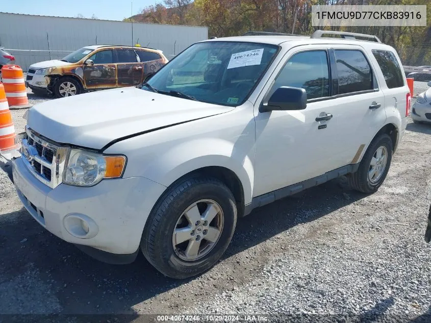 2012 Ford Escape Xlt VIN: 1FMCU9D77CKB83916 Lot: 40674246