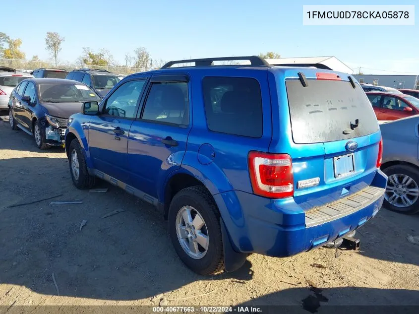 2012 Ford Escape Xlt VIN: 1FMCU0D78CKA05878 Lot: 40677663