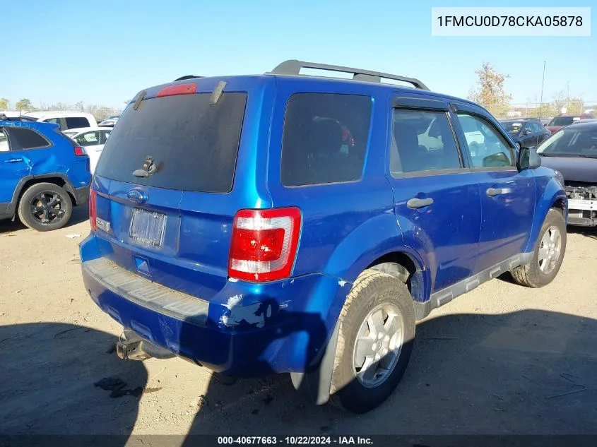 2012 Ford Escape Xlt VIN: 1FMCU0D78CKA05878 Lot: 40677663