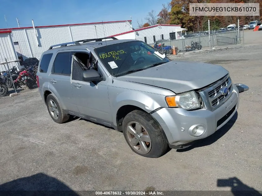 2012 Ford Escape Limited VIN: 1FMCU9EG1CKB61070 Lot: 40678632