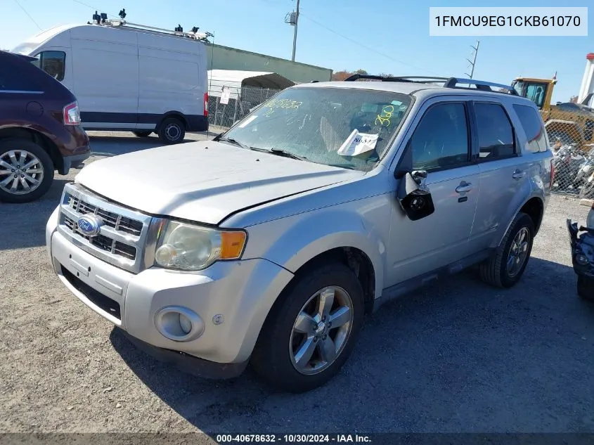 2012 Ford Escape Limited VIN: 1FMCU9EG1CKB61070 Lot: 40678632