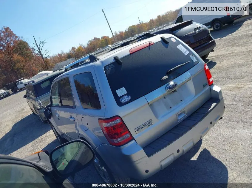 2012 Ford Escape Limited VIN: 1FMCU9EG1CKB61070 Lot: 40678632