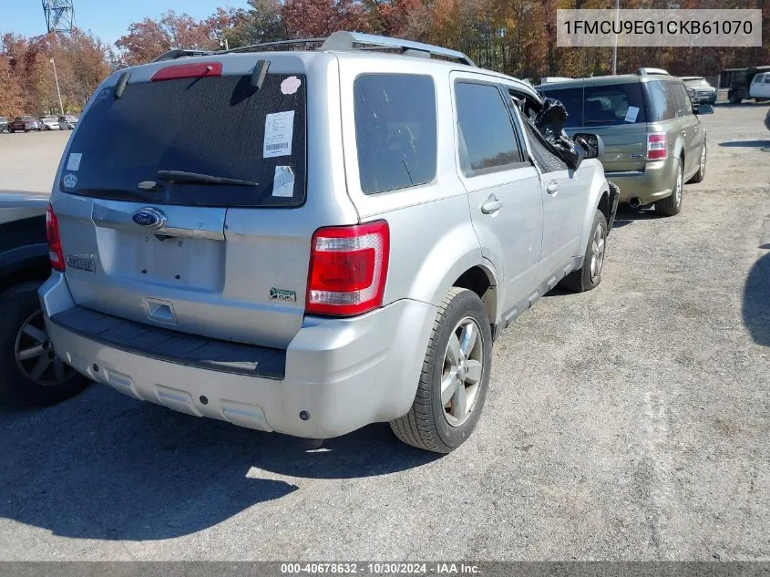 2012 Ford Escape Limited VIN: 1FMCU9EG1CKB61070 Lot: 40678632