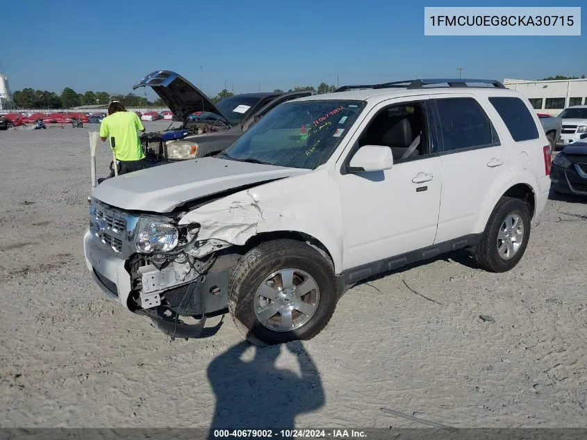 2012 Ford Escape Limited VIN: 1FMCU0EG8CKA30715 Lot: 40679002