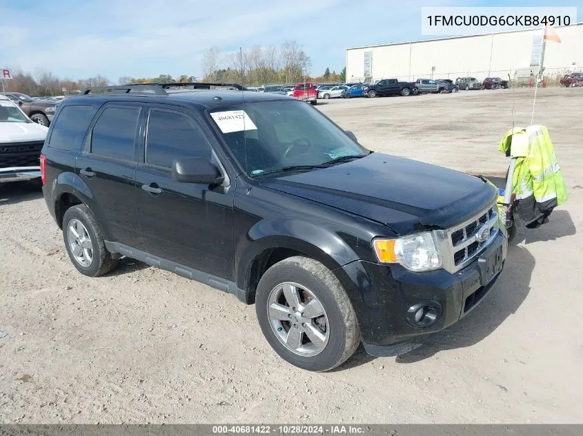 2012 Ford Escape Xlt VIN: 1FMCU0DG6CKB84910 Lot: 40681422