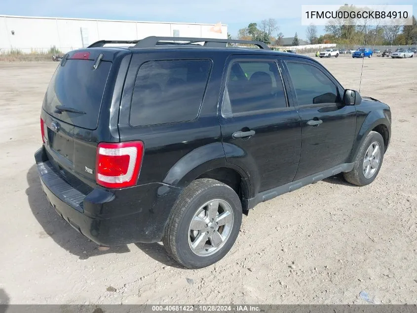 2012 Ford Escape Xlt VIN: 1FMCU0DG6CKB84910 Lot: 40681422