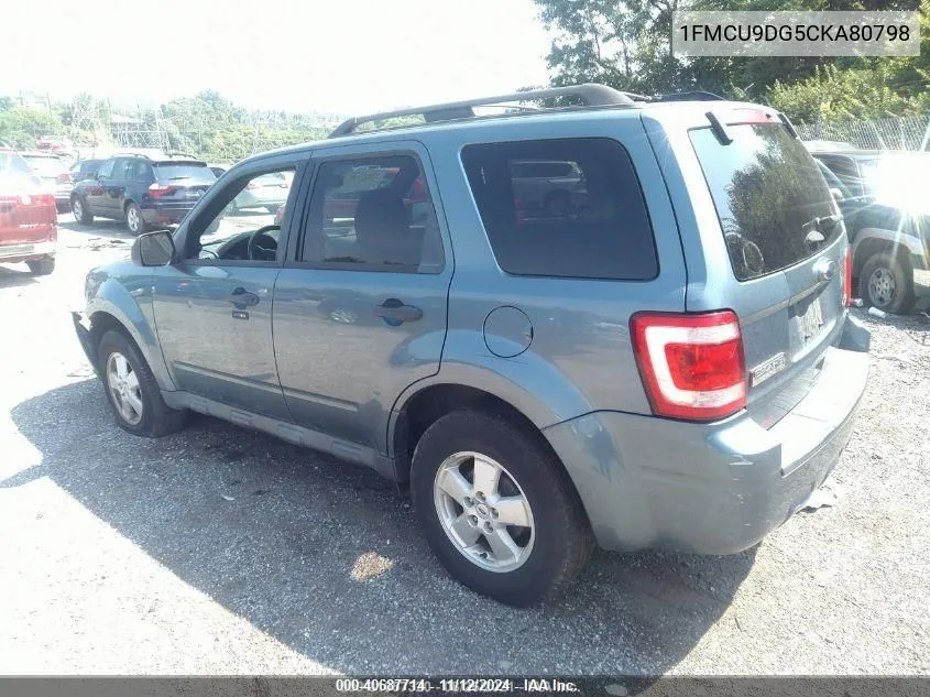 2012 Ford Escape Xlt VIN: 1FMCU9DG5CKA80798 Lot: 40687714