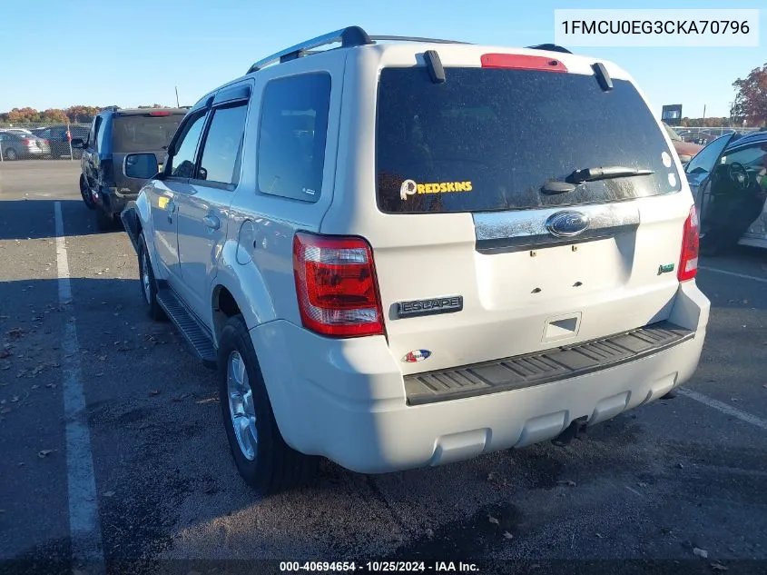 2012 Ford Escape Limited VIN: 1FMCU0EG3CKA70796 Lot: 40694654