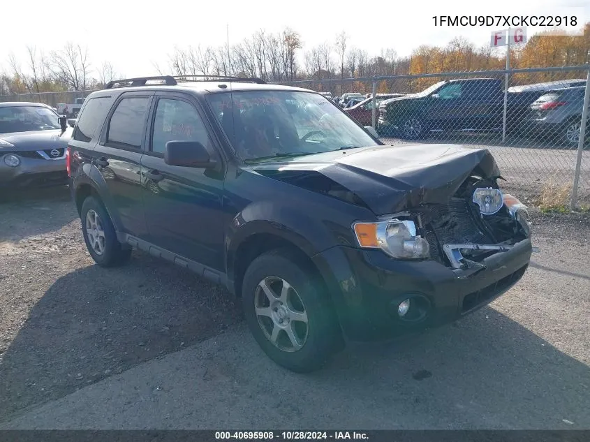 2012 Ford Escape Xlt VIN: 1FMCU9D7XCKC22918 Lot: 40695908