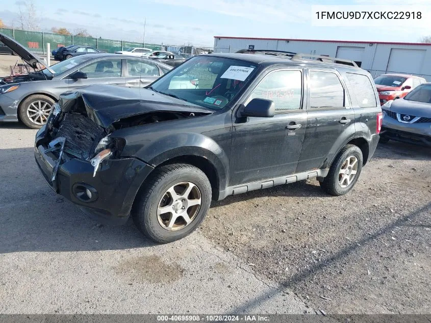 2012 Ford Escape Xlt VIN: 1FMCU9D7XCKC22918 Lot: 40695908