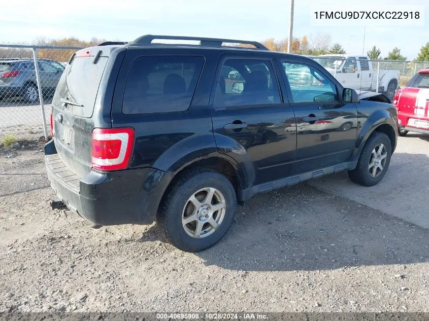 2012 Ford Escape Xlt VIN: 1FMCU9D7XCKC22918 Lot: 40695908