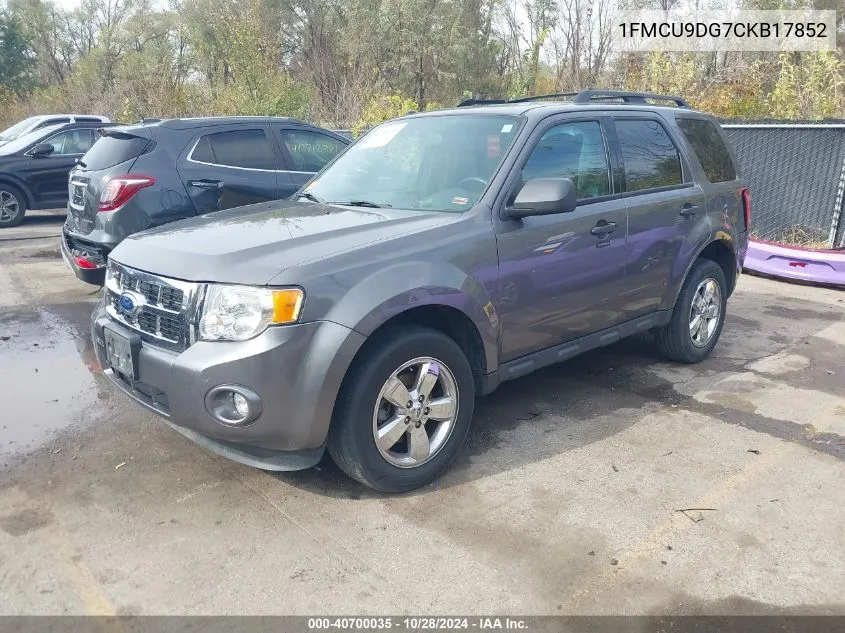 2012 Ford Escape Xlt VIN: 1FMCU9DG7CKB17852 Lot: 40700035