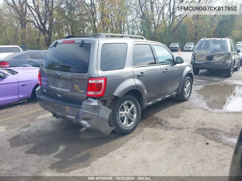 2012 Ford Escape Xlt VIN: 1FMCU9DG7CKB17852 Lot: 40700035