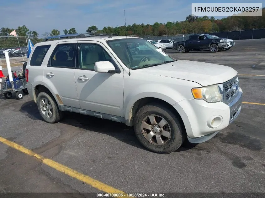 1FMCU0EG2CKA03297 2012 Ford Escape Limited