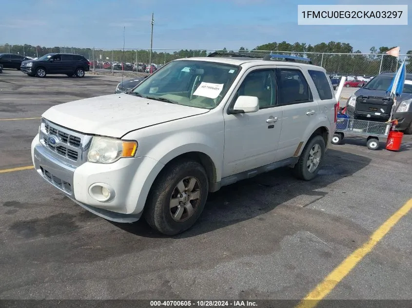 1FMCU0EG2CKA03297 2012 Ford Escape Limited