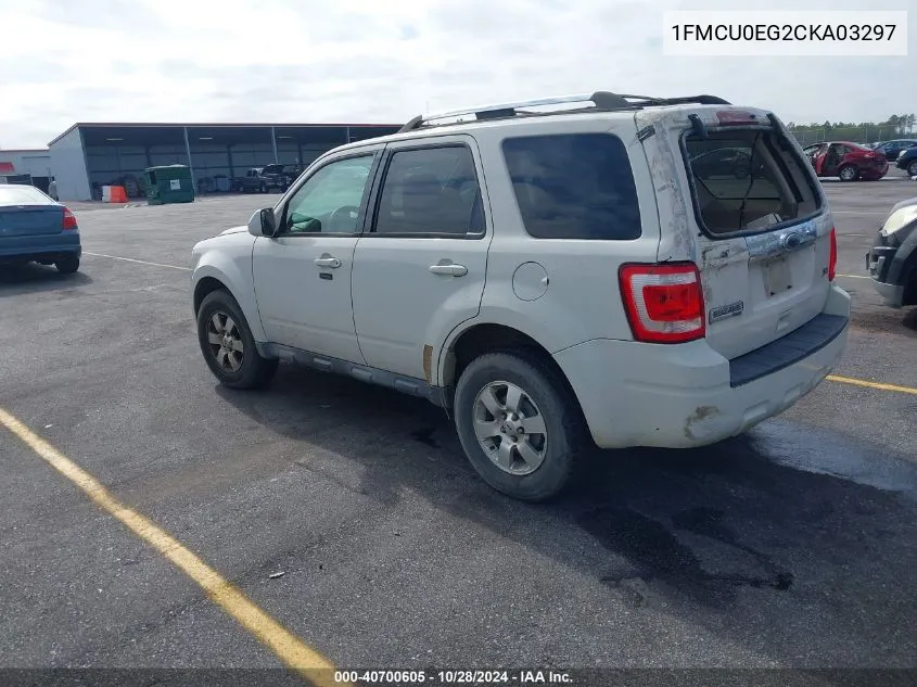 1FMCU0EG2CKA03297 2012 Ford Escape Limited