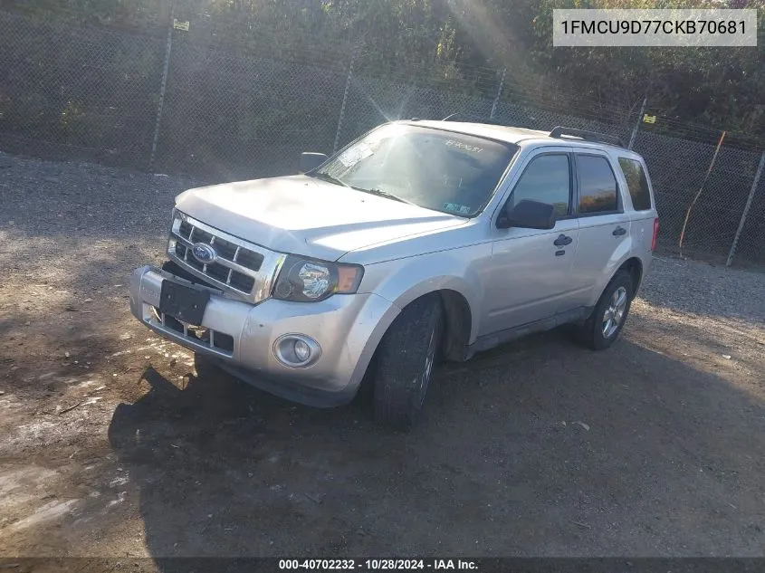 1FMCU9D77CKB70681 2012 Ford Escape Xlt