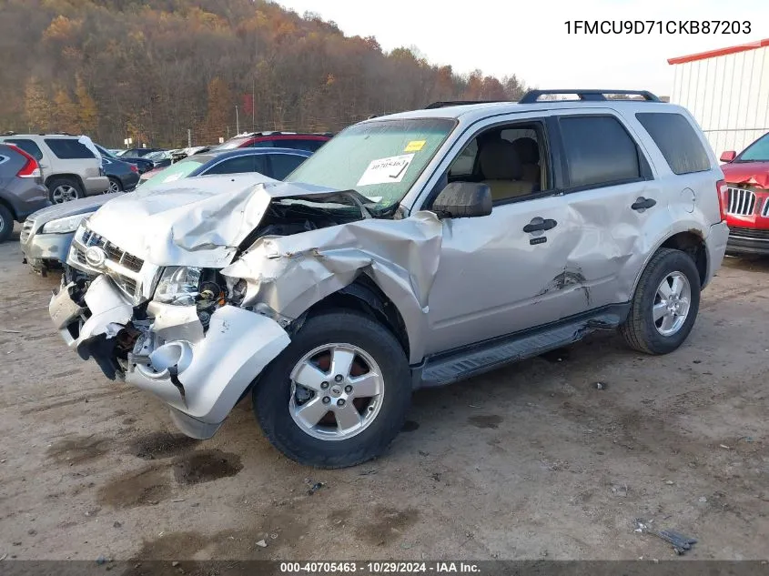 2012 Ford Escape Xlt VIN: 1FMCU9D71CKB87203 Lot: 40705463