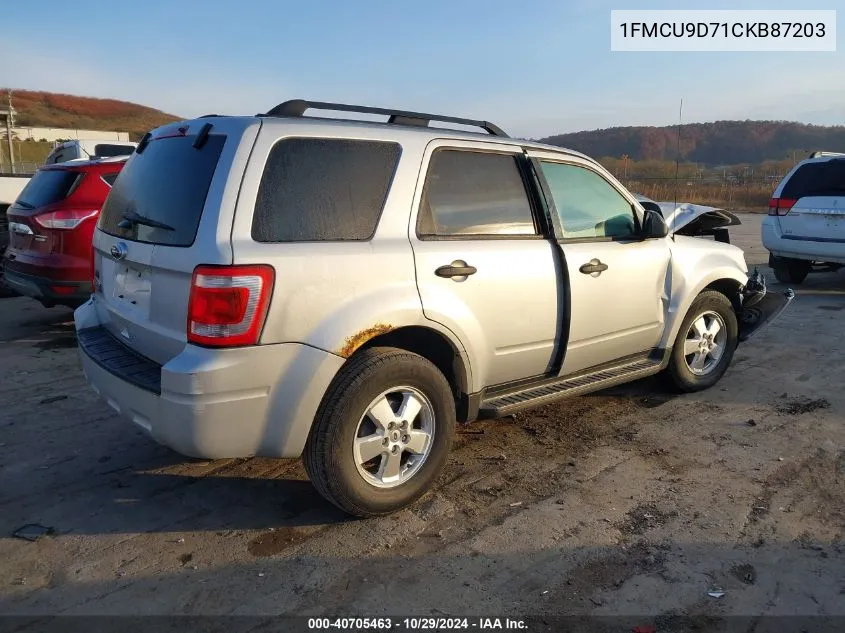 2012 Ford Escape Xlt VIN: 1FMCU9D71CKB87203 Lot: 40705463