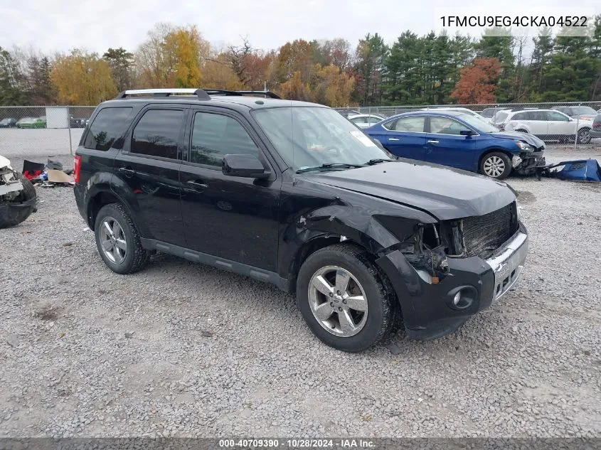 1FMCU9EG4CKA04522 2012 Ford Escape Limited