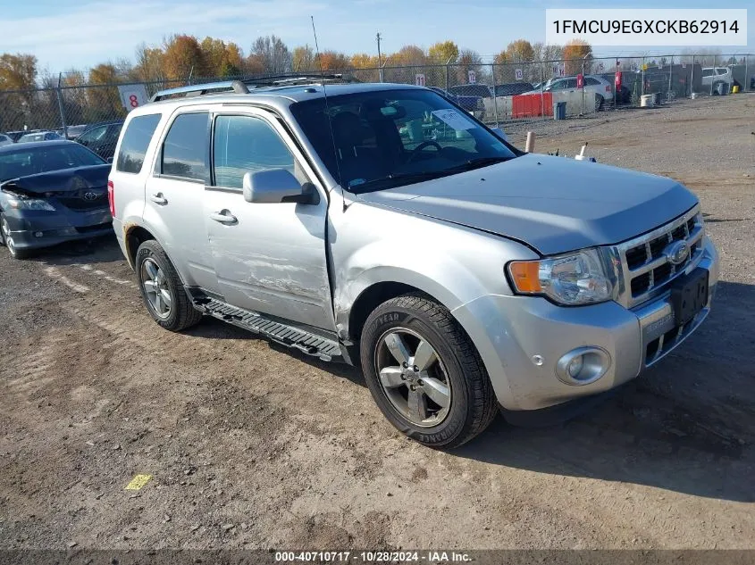 2012 Ford Escape Limited VIN: 1FMCU9EGXCKB62914 Lot: 40710717