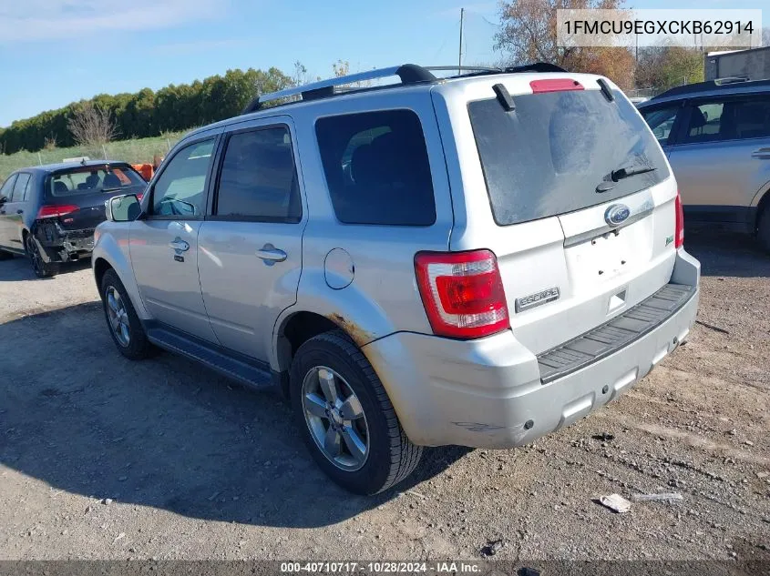 2012 Ford Escape Limited VIN: 1FMCU9EGXCKB62914 Lot: 40710717