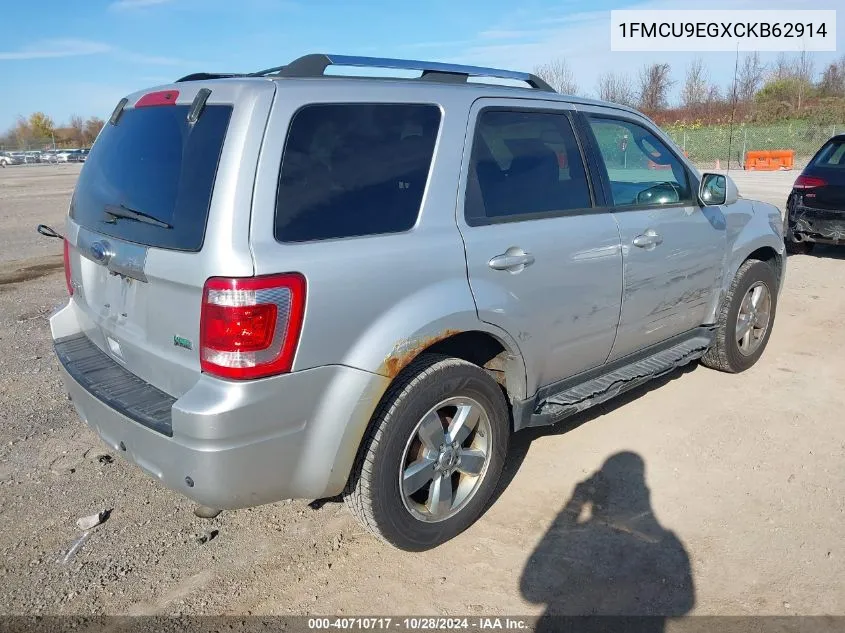 2012 Ford Escape Limited VIN: 1FMCU9EGXCKB62914 Lot: 40710717