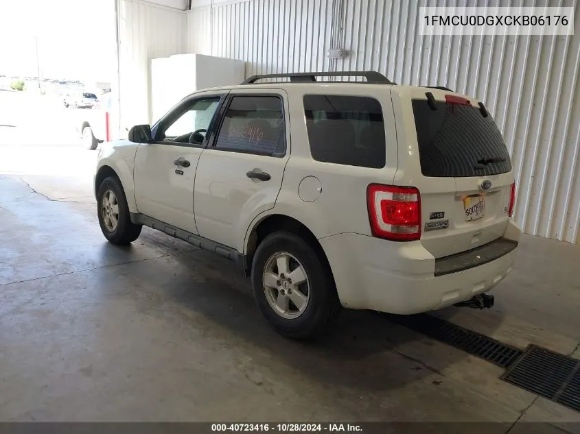 2012 Ford Escape Xlt VIN: 1FMCU0DGXCKB06176 Lot: 40723416