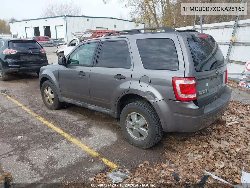 2012 Ford Escape Xlt VIN: 1FMCU0D7XCKA28160 Lot: 40727420