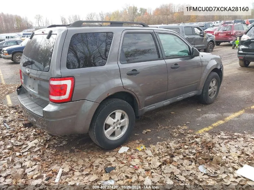 2012 Ford Escape Xlt VIN: 1FMCU0D7XCKA28160 Lot: 40727420