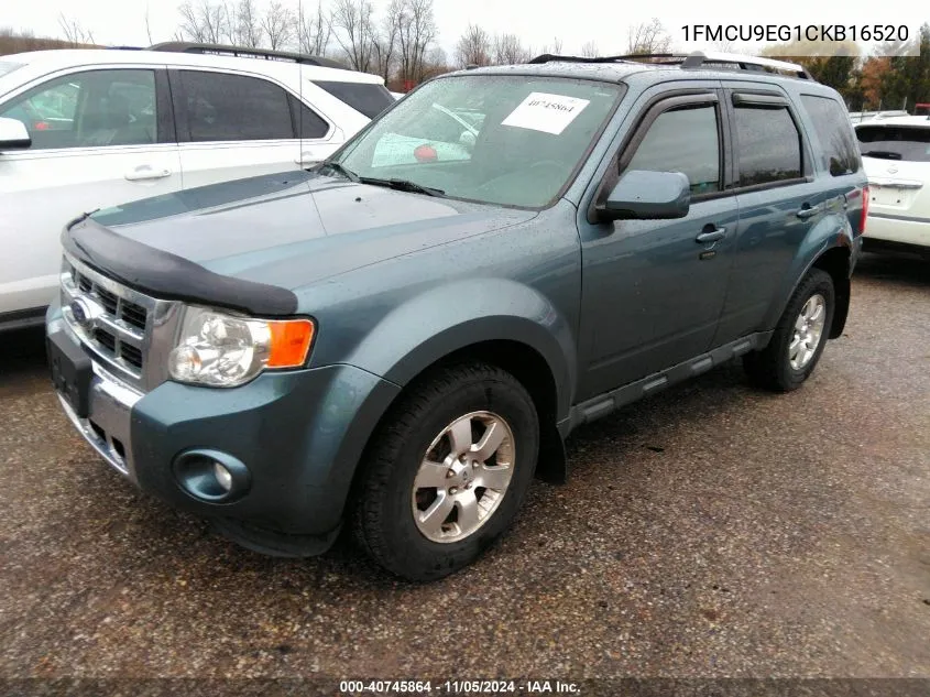 1FMCU9EG1CKB16520 2012 Ford Escape Limited