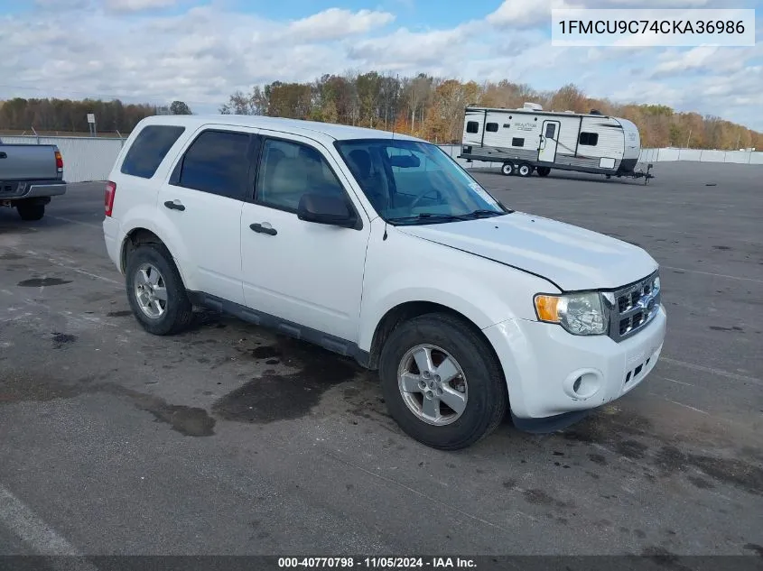 2012 Ford Escape Xls VIN: 1FMCU9C74CKA36986 Lot: 40770798