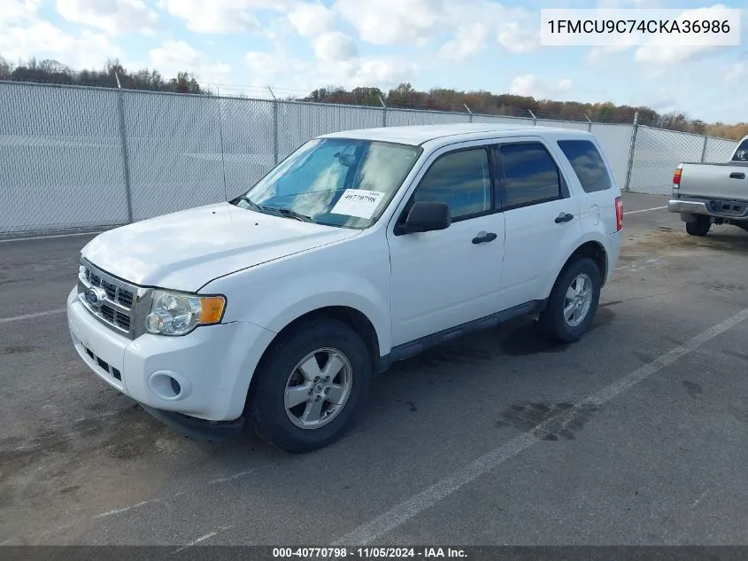 2012 Ford Escape Xls VIN: 1FMCU9C74CKA36986 Lot: 40770798