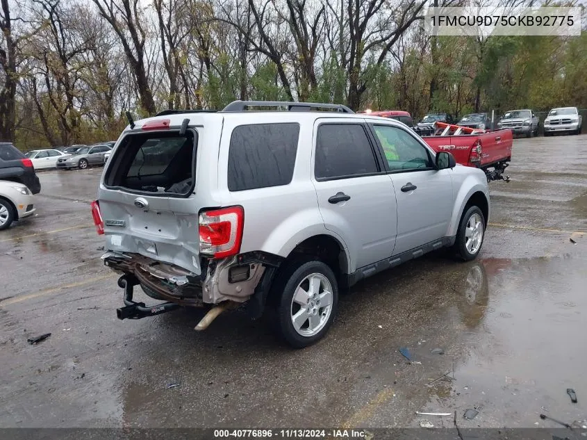 2012 Ford Escape Xlt VIN: 1FMCU9D75CKB92775 Lot: 40776896