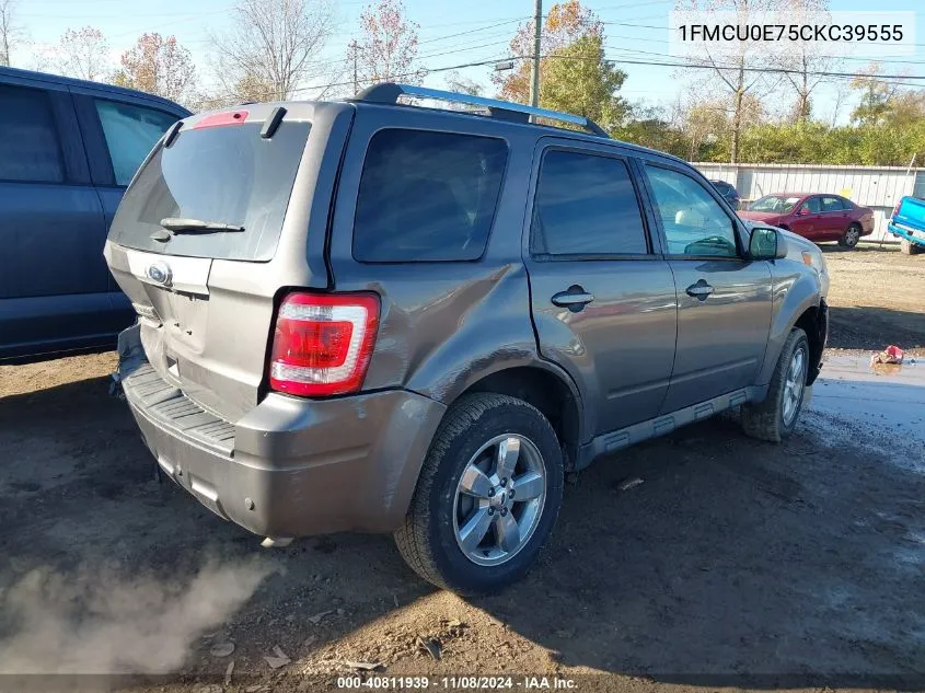 1FMCU0E75CKC39555 2012 Ford Escape Limited