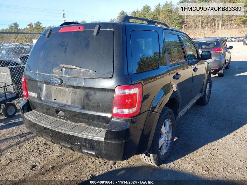 2012 Ford Escape Xlt VIN: 1FMCU9D7XCKB83389 Lot: 40816643