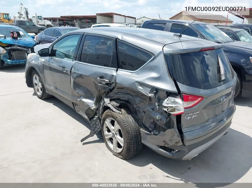 2014 Ford Escape Se VIN: 1FMCU0G92EUD00771 Lot: 40023535