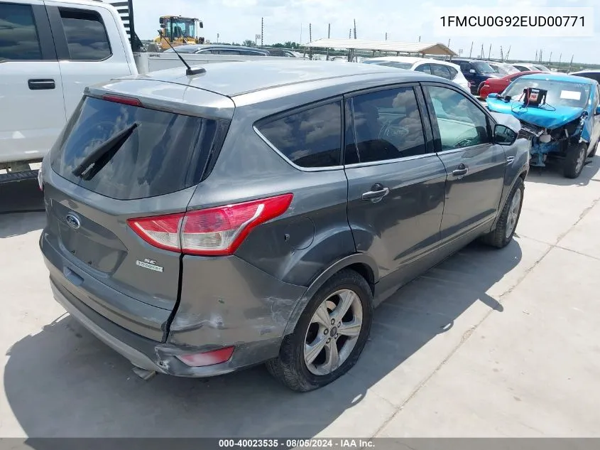 2014 Ford Escape Se VIN: 1FMCU0G92EUD00771 Lot: 40023535