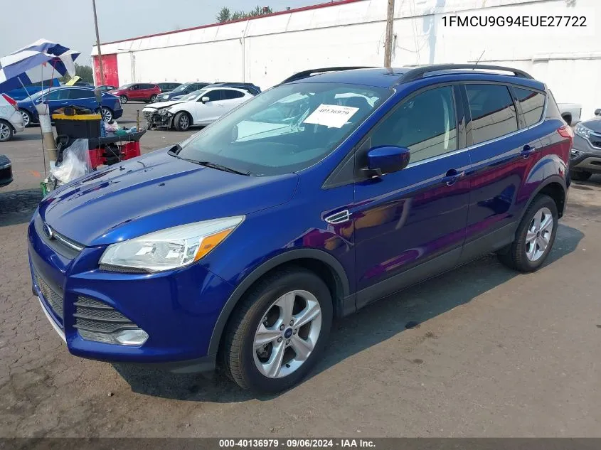 2014 Ford Escape Se VIN: 1FMCU9G94EUE27722 Lot: 40136979