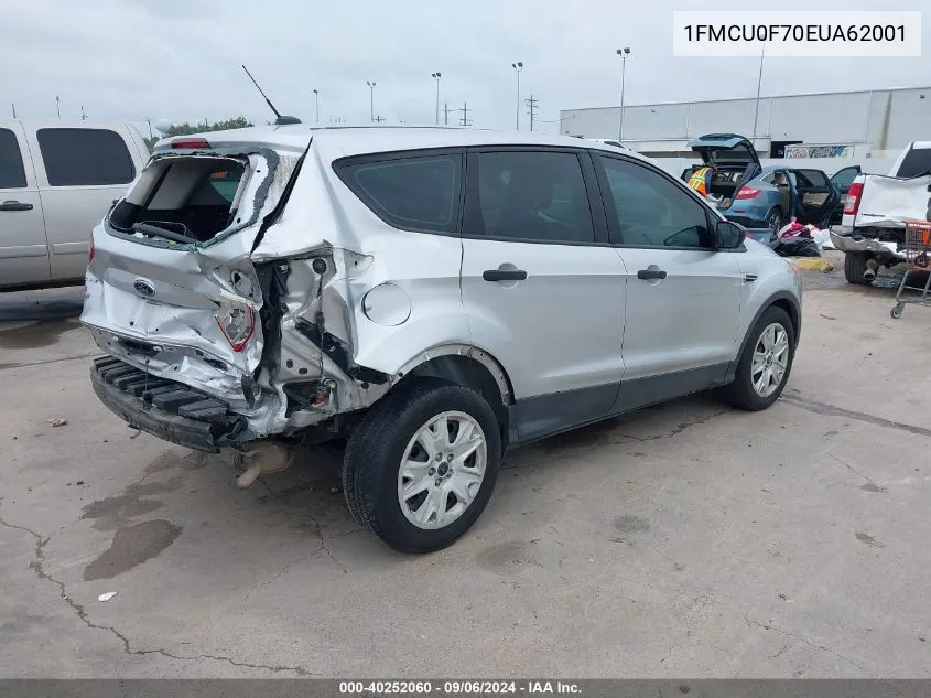 2014 Ford Escape S VIN: 1FMCU0F70EUA62001 Lot: 40252060