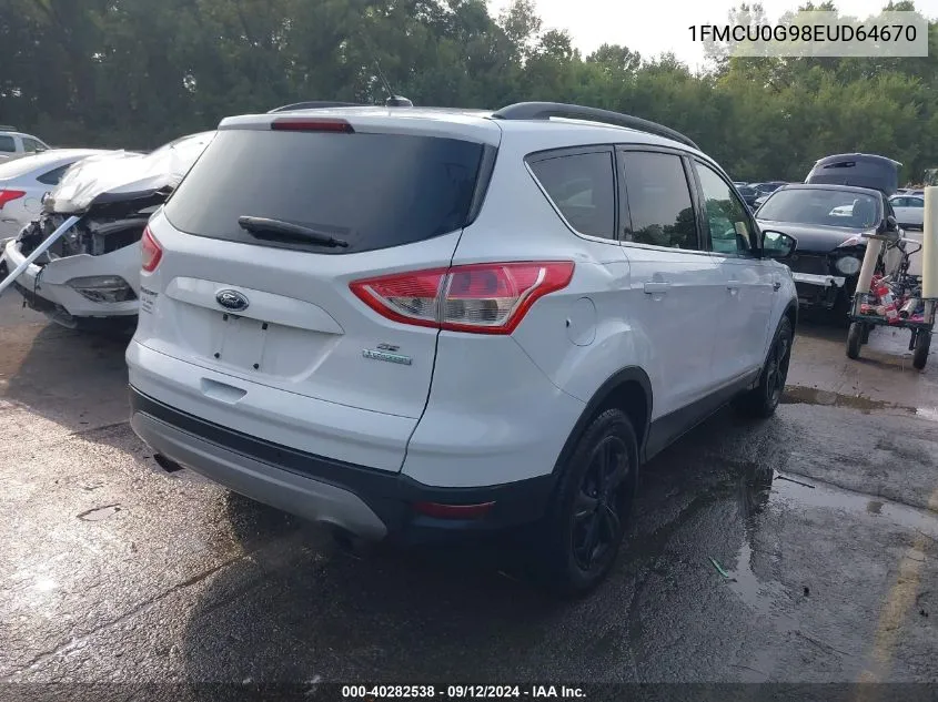 2014 Ford Escape Se VIN: 1FMCU0G98EUD64670 Lot: 40282538