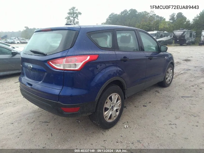 2014 Ford Escape S VIN: 1FMCU0F72EUA89443 Lot: 40337149