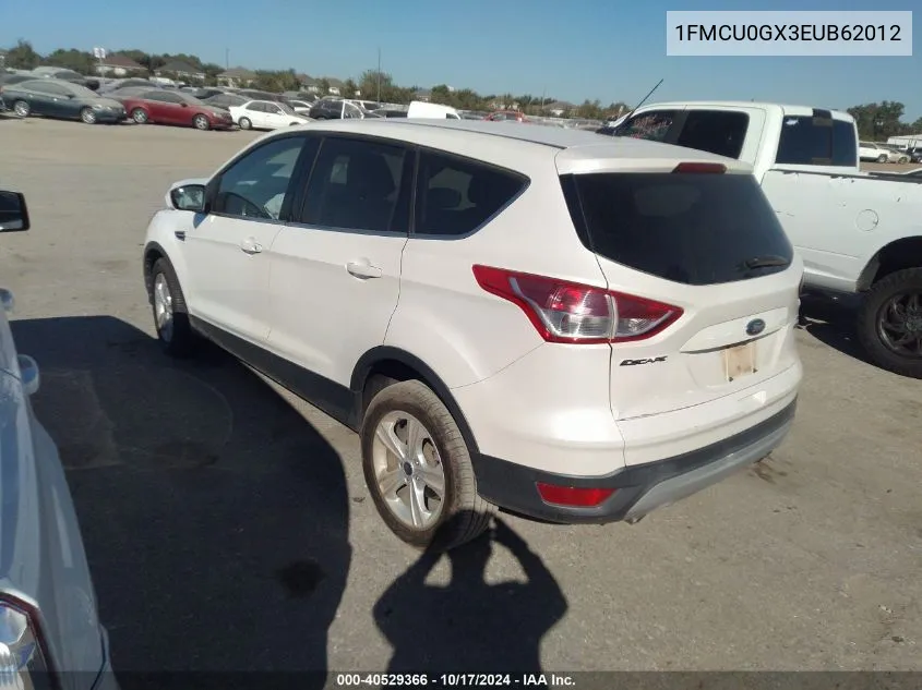 2014 Ford Escape Se VIN: 1FMCU0GX3EUB62012 Lot: 40529366