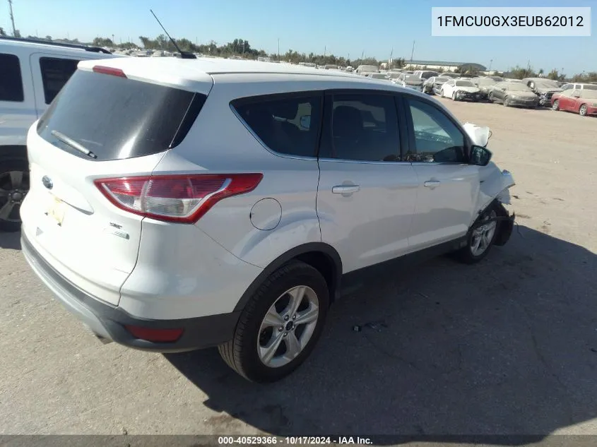 2014 Ford Escape Se VIN: 1FMCU0GX3EUB62012 Lot: 40529366