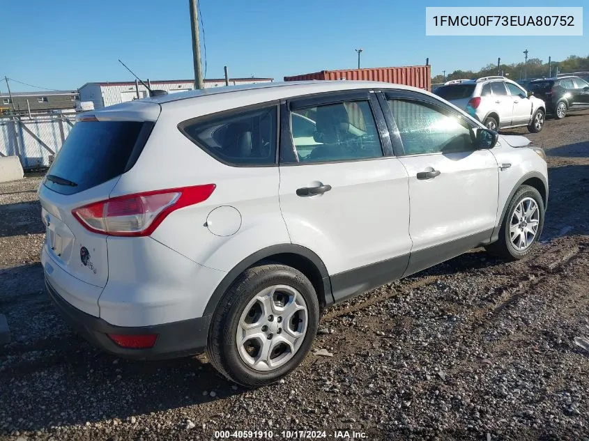 2014 Ford Escape S VIN: 1FMCU0F73EUA80752 Lot: 40591910