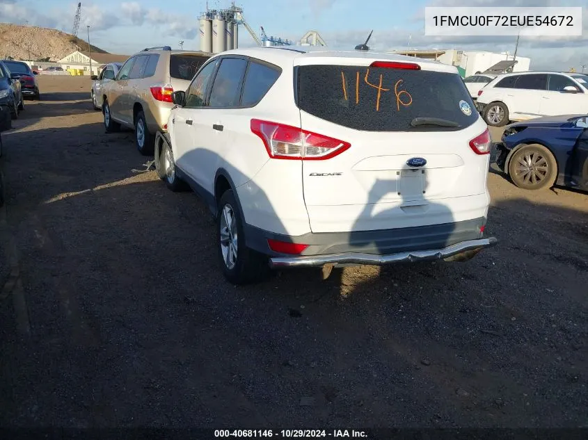 2014 Ford Escape S VIN: 1FMCU0F72EUE54672 Lot: 40681146