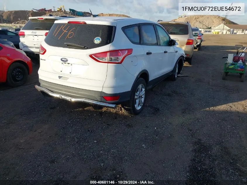 2014 Ford Escape S VIN: 1FMCU0F72EUE54672 Lot: 40681146