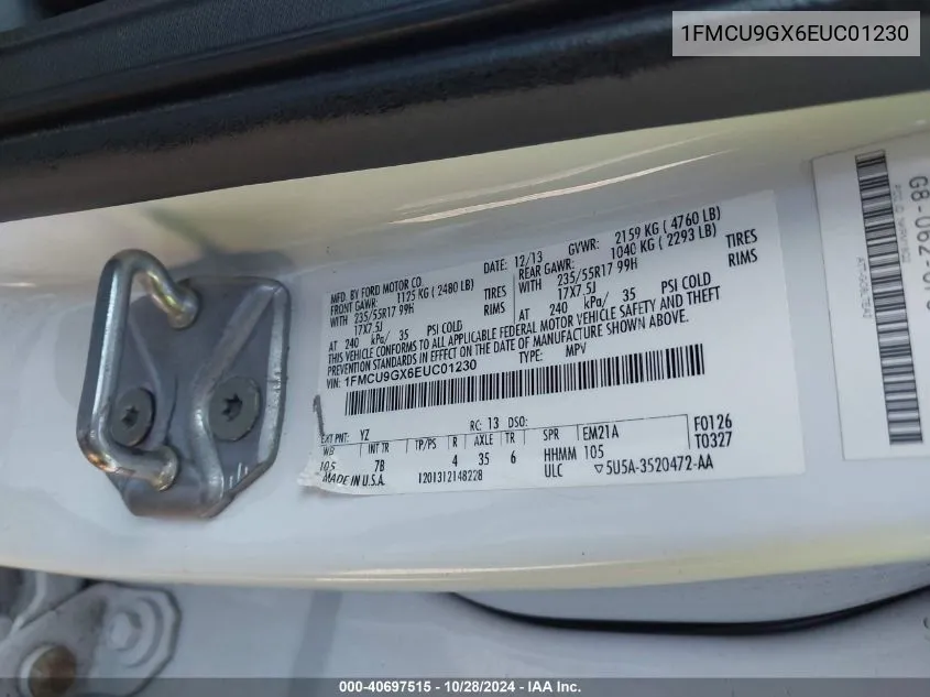 1FMCU9GX6EUC01230 2014 Ford Escape Se