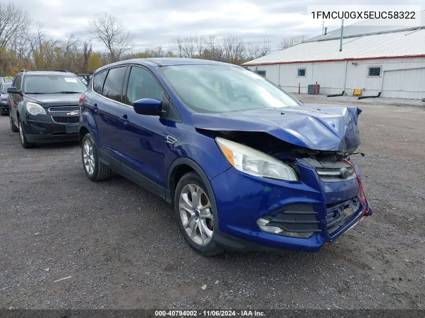 2014 Ford Escape Se VIN: 1FMCU0GX5EUC58322 Lot: 40794002