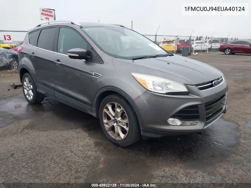 2014 Ford Escape Titanium VIN: 1FMCU0J94EUA40124 Lot: 40922139